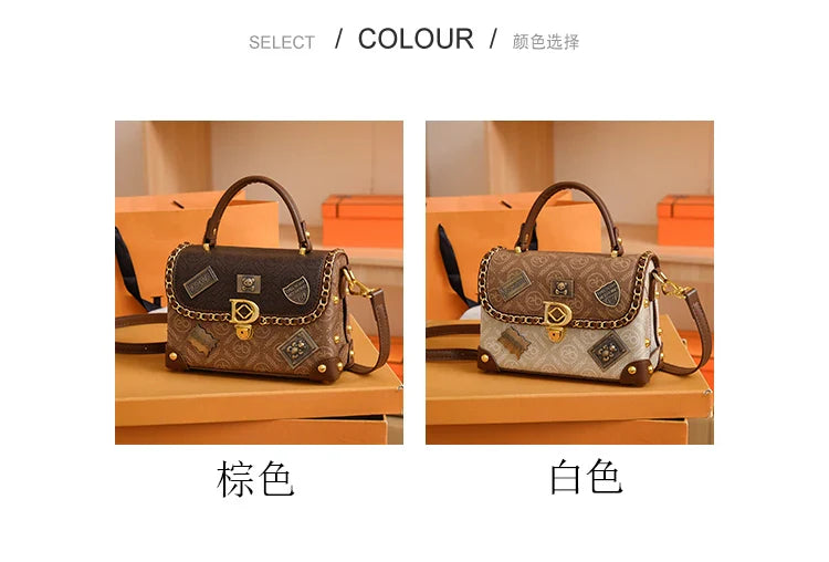 Women's Retro PU Leather Shoulder Bag Fashion Chain Handbag Crossbody for Daily Use
