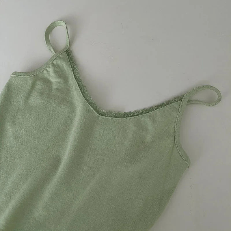 Camisole women's tops Summer short tops 2021 new Vintage lace slim warm joker ladies bottoming cute tops for women Camis