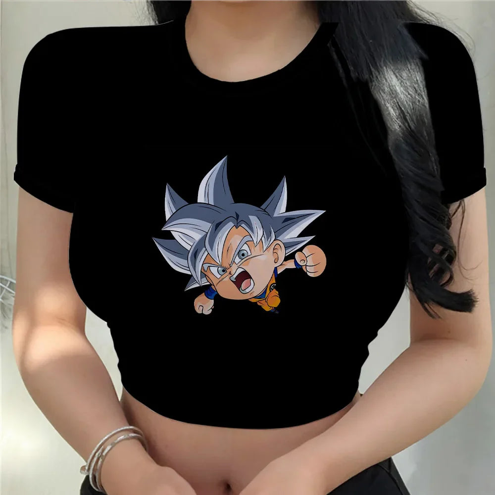 Crop Top Fashion Tops Harajuku Kawaii Clothes T-shir T Shirt Cool Goku Dragon Ball Z New Clothing Y2k Sexy Vegeta Anime Women Z