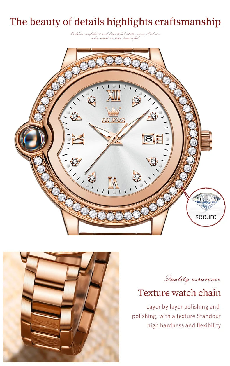 OLEVS 5588 Original Certification Women's Watches Love Expressing Watch Quartz Watch for Lady's Waterproof Date Dress Wristwatch