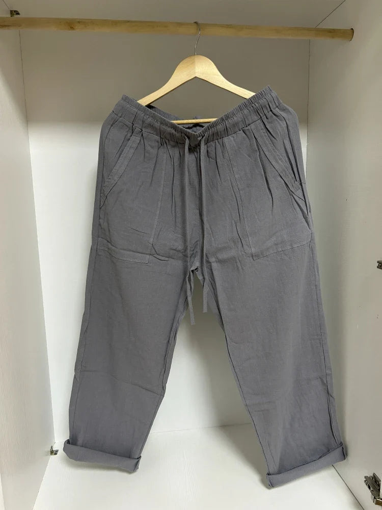 Women's Pants New In Korean Fashion Commuter High Waist Women Clothes Cotton Lace-up Pencil Wide Trousers Streetwear Black Pants