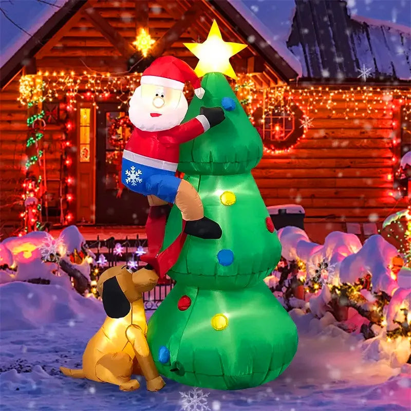 6FT Christmas Inflatable Decoration Toys Santa Claus Christmas Tree Outdoor Yard Garden New Year Xmas  Decor Glowing Toys Model