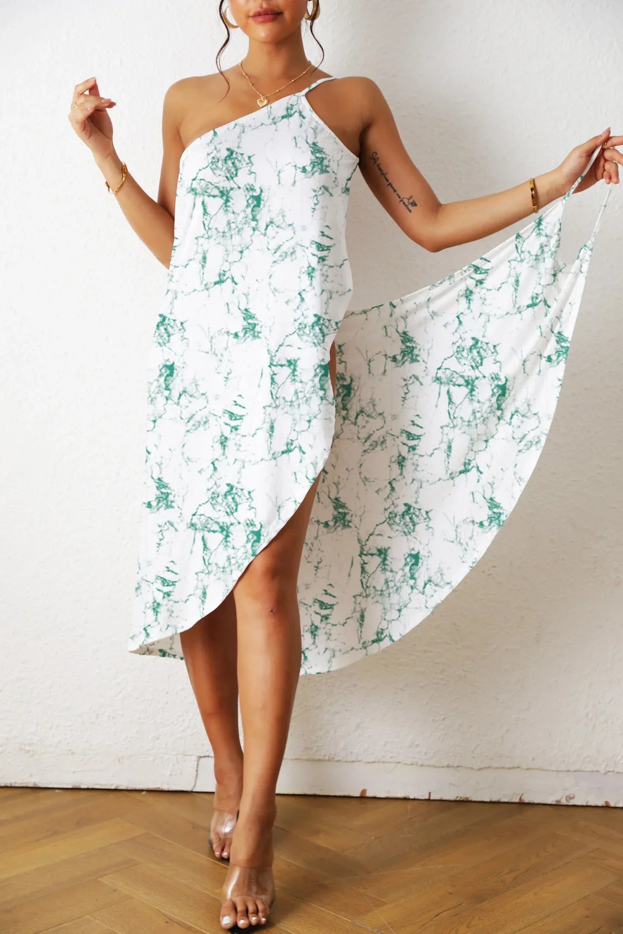 2024 Women's Print Sexy Beach Swimsuit Dress Women Solid Color Wrap Bikini Cover Up Dresses