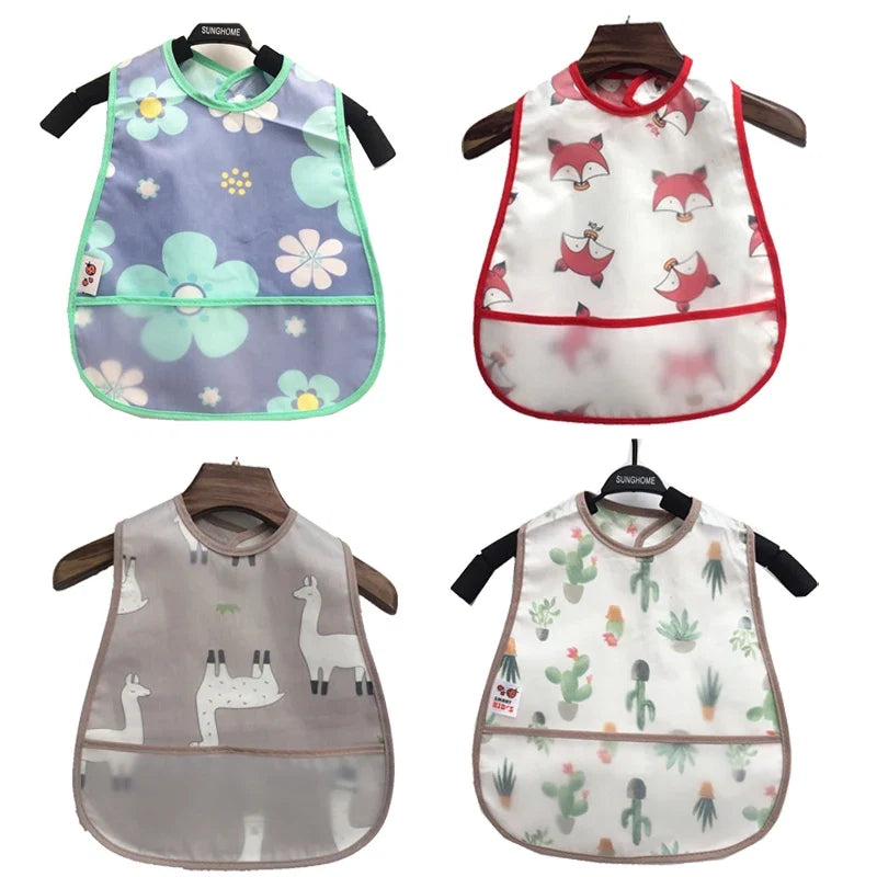 2023new Cartoon Pattern EVA Waterproof Pocket Lunch Feeding Bibs