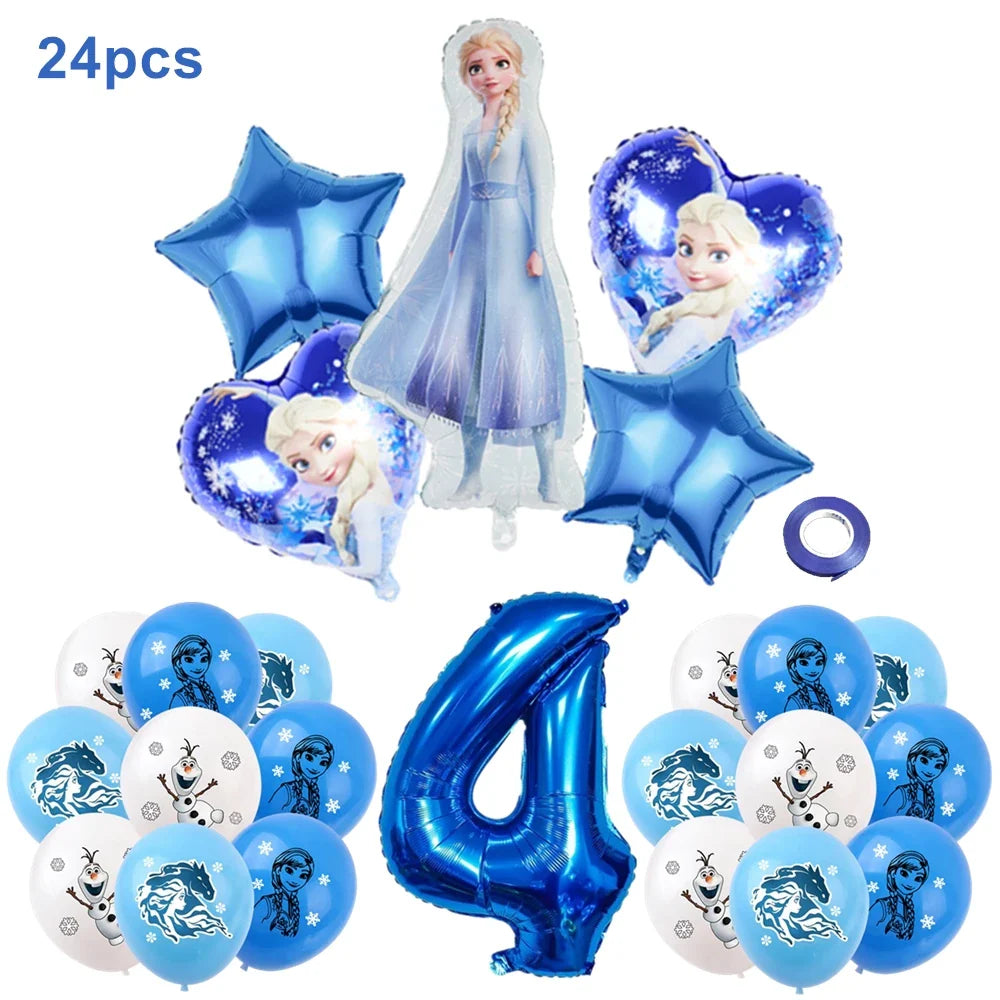 Frozen Anna Elsa Princess Birthday Party Decorations Balloon Disposable Tableware Party Supplies