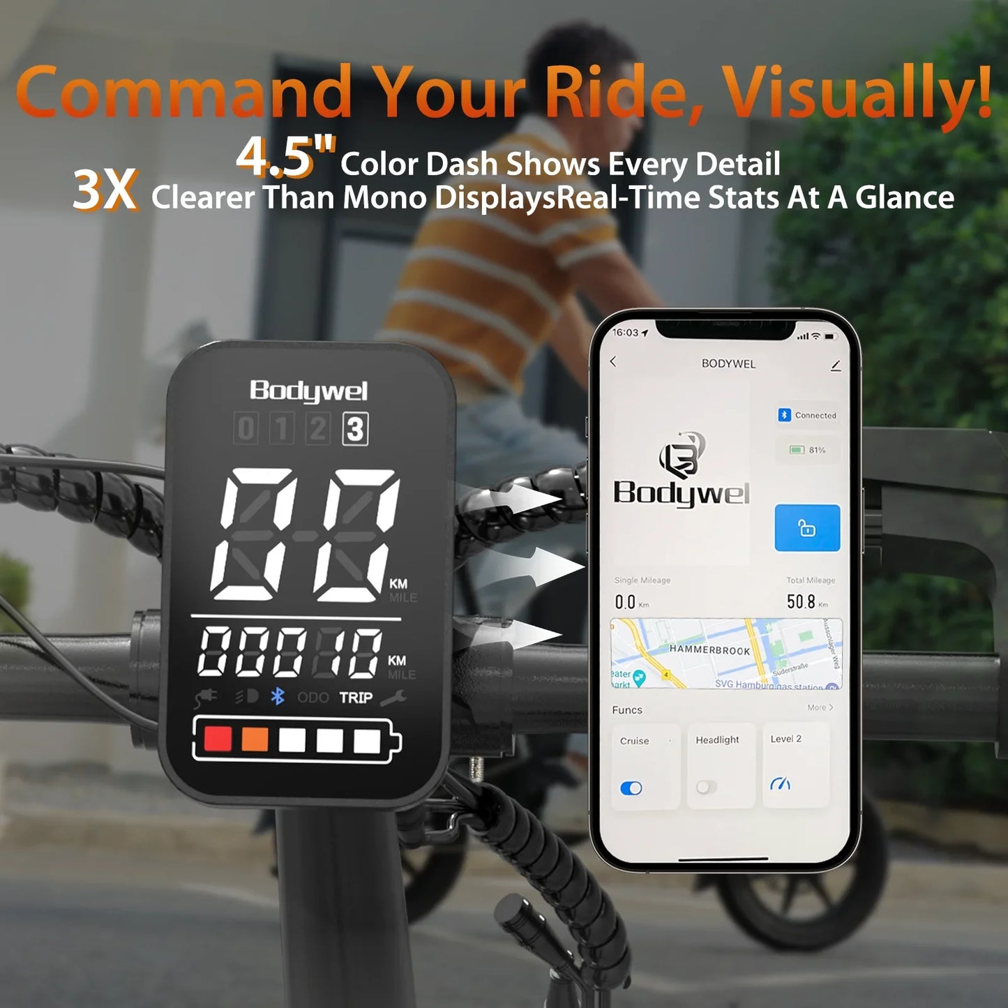 Bodywel T16Pro 250W 36V 10.4Ah Electric Folding Bike 14 Shock Absorber Double Disc Brakes LCD Urban Commute