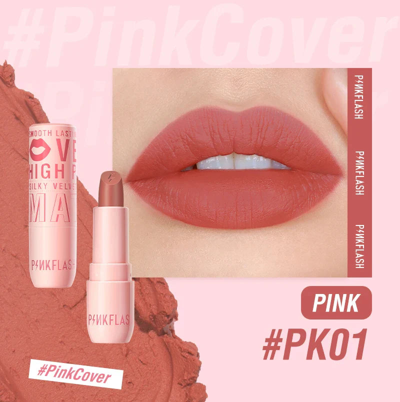 PINKFLASH Velvet Matte Lipstick High Pigment Long-lasting Lip Gloss Silky Moisturize Liquid Lip Tint Smooth Lip Cream Cosmetics