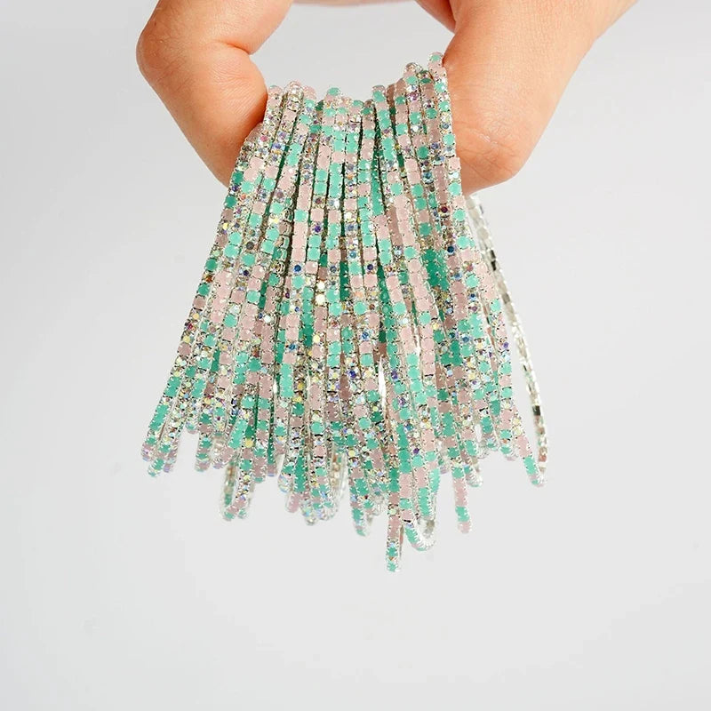 5pcs Fashion Colorful Acrylic Crystal Rhinestone Elastic Bracelet for