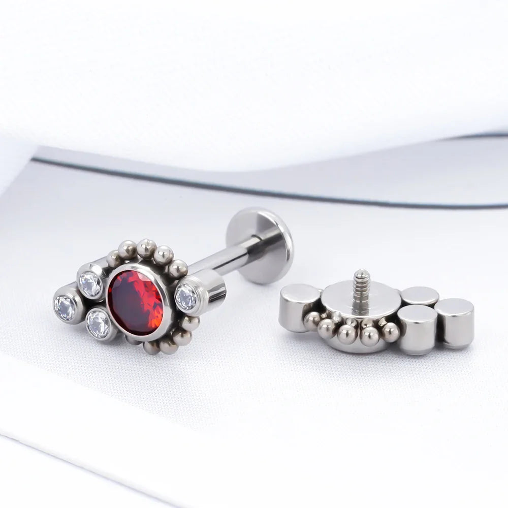 G23 Titanium ASTM F136 Cartilage Ear Studs Zircon Opal Agate Labret Lip Tragus Christmas Gift Piercing Jewelry For Women