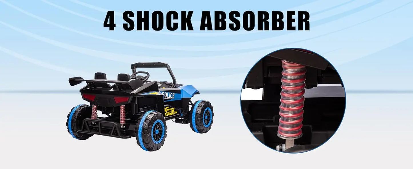 24V Ride on Toys for Boys & Girls 2 Seater Ride On Car for Kids, 6.21 Mph Max Speed, 4 Spring Suspension (Black & Blue)