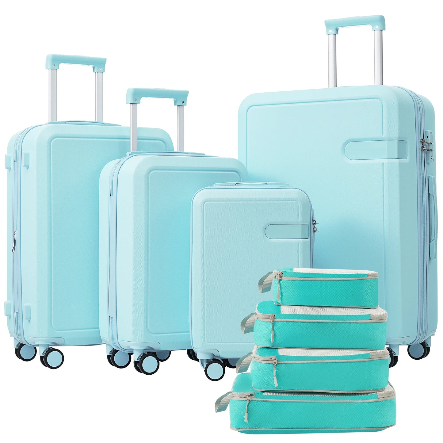 4 Piece Luggage Set with Compression Packing Cubes for Suitcase Expanable Spinner Wheels Lightweight Suitcase with TSA Lock