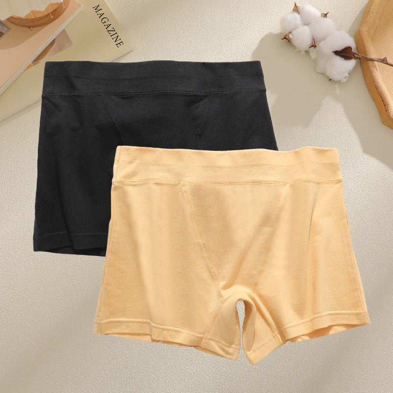 New 2PCS Women's Panties Cotton Solid Color Sports Boxers Underwear Seamless High Rise Cozy Lingerie Breathable Underpants S-XXL