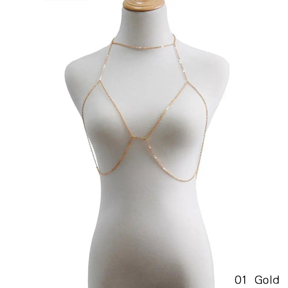 Fashion Womens Sexy Sequins Bra Bikini Beach Harness Necklace Waist Belly Body Chain Fashion Jewelry #241361