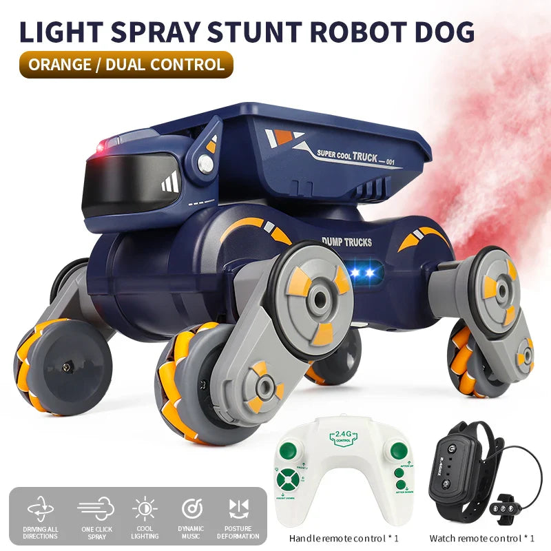 JJRC JC013P RC Robot Dog w/ Music Cool Lights Water Spray Swing Arms Stunt Car 2.4G 4WD RC Drift Car Remote Control Car Toys