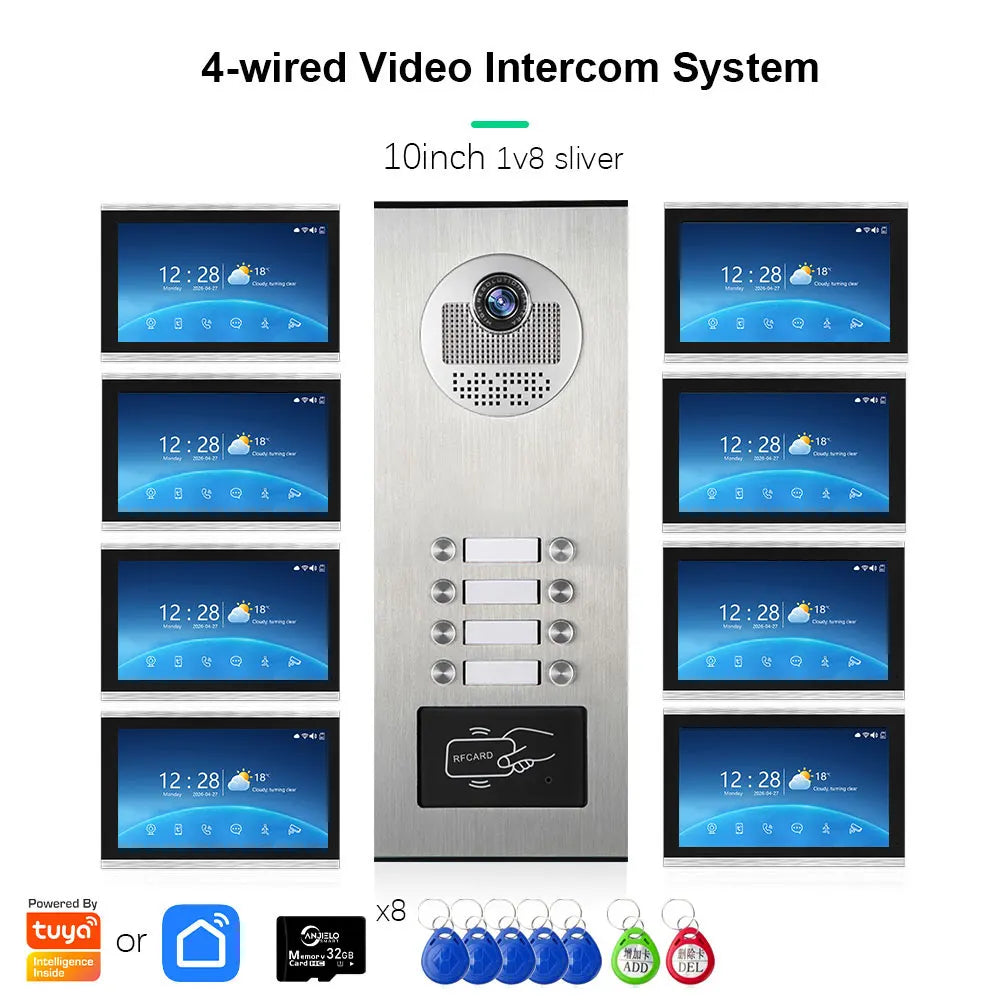 ANJIELO 2-12 Units Apartment Doorbell Video Intercom System Digital Frame Background Music Detection Preview NEW 2026