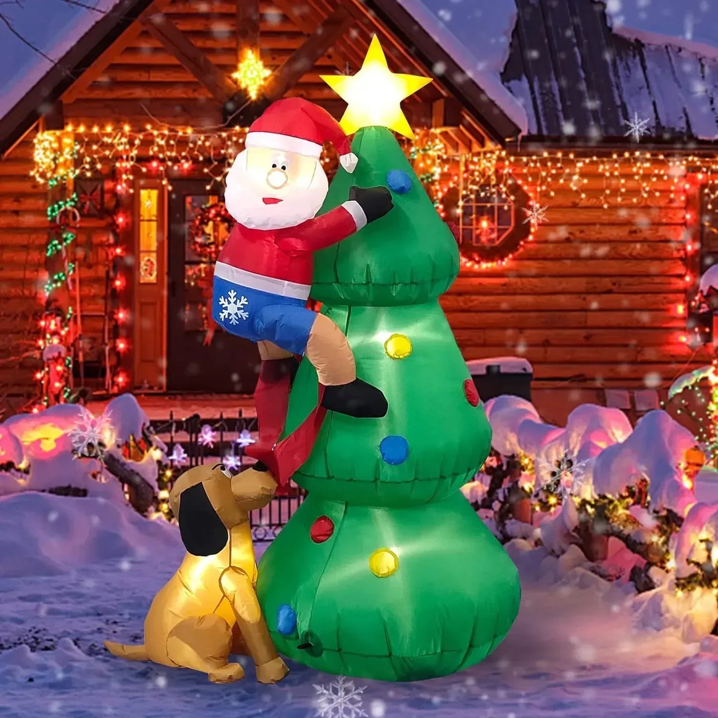 6FT Christmas Inflatable Decoration Toys Santa Claus Christmas Tree Outdoor Yard Garden New Year Xmas  Decor Glowing Toys Model