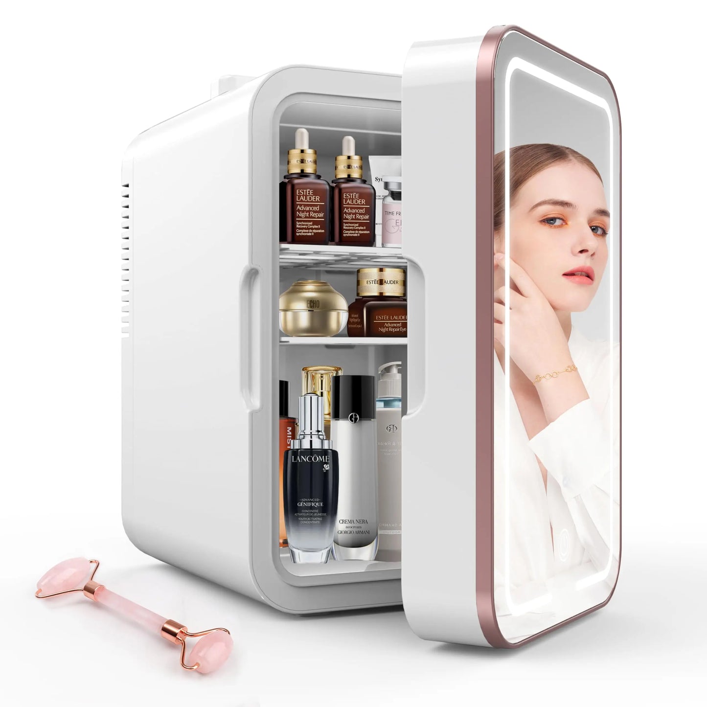Mini Fridge for Bedroom Skincare Fridge 6L/8 Cans Small Refrigerator Compact Refrigerator 110V AC/12V DC Portable Cooler and Warmer for Skin Care, Makeup and Cosmetics