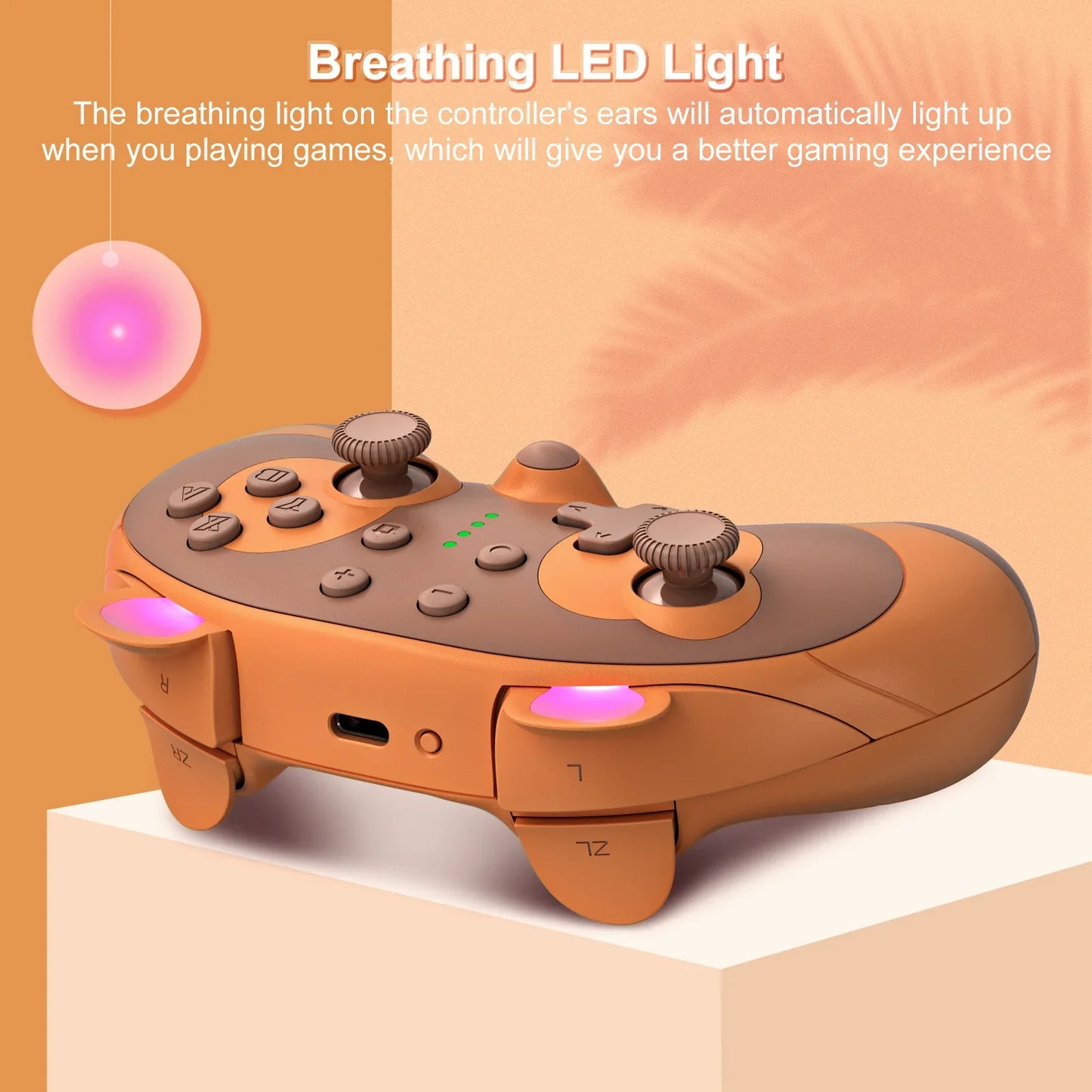 Dual-Operation Mode Gamepad with 6-Axis Gyro,Dual Vibration&Macro Programming,Large-Capacity Wireless Game Controller