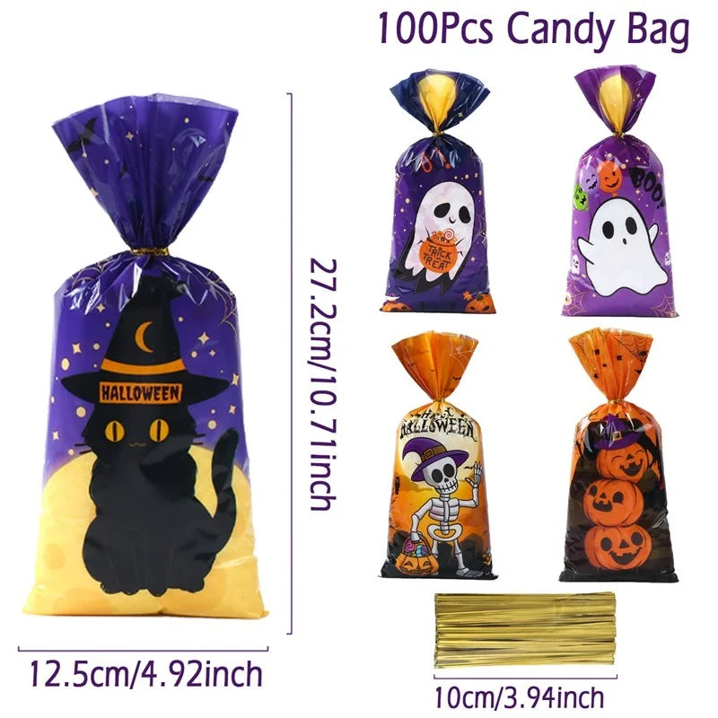 Happy Halloween Banner Bloody Bat Pumpkin Ghost Print Party Backdrop Hanging Banner Halloween Party Decoration For Home