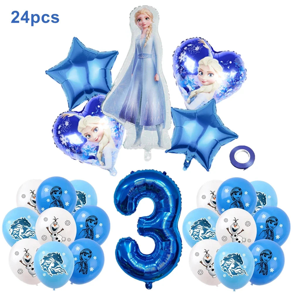 Frozen Anna Elsa Princess Birthday Party Decorations Balloon Disposable Tableware Party Supplies