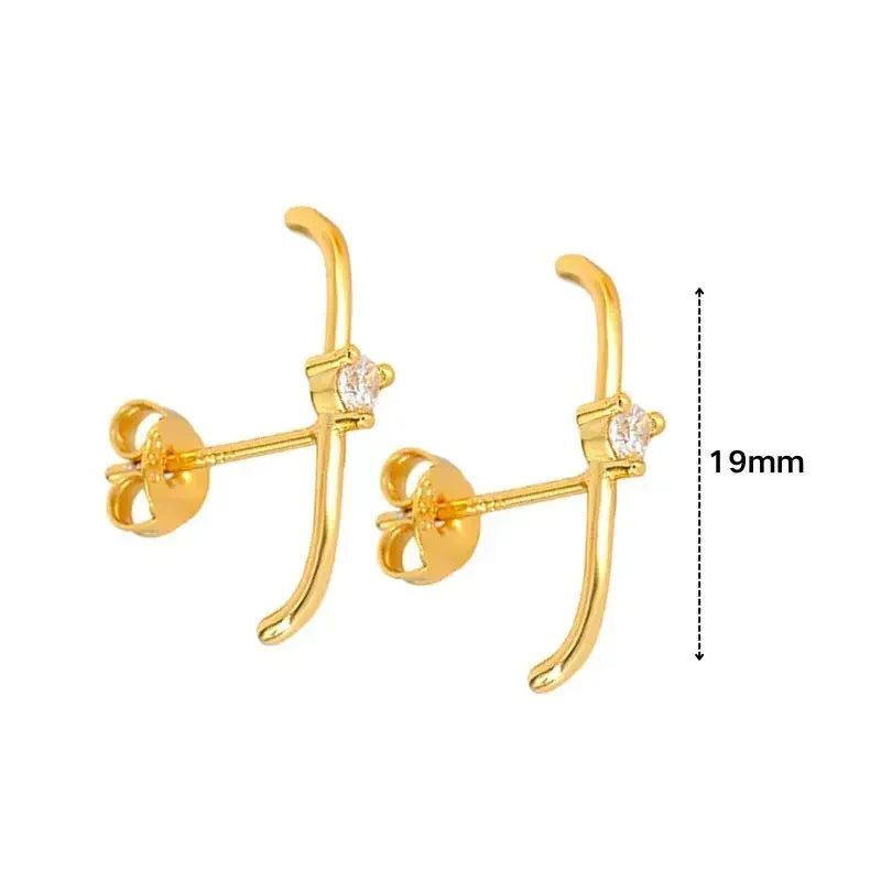 Cartilage 925 Silver Earrings Fashion C-shaped Zircon ear studs European American Geometric Piercing Earrings For Women Jewelry