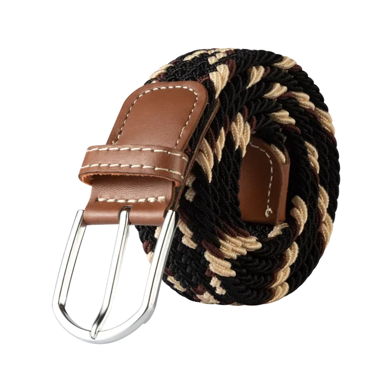 Black Female Casual Knitted Pin Buckle Men Belt Woven Canvas Elastic Expandable Braided Stretch Belts for Women Jeans Belts Belt