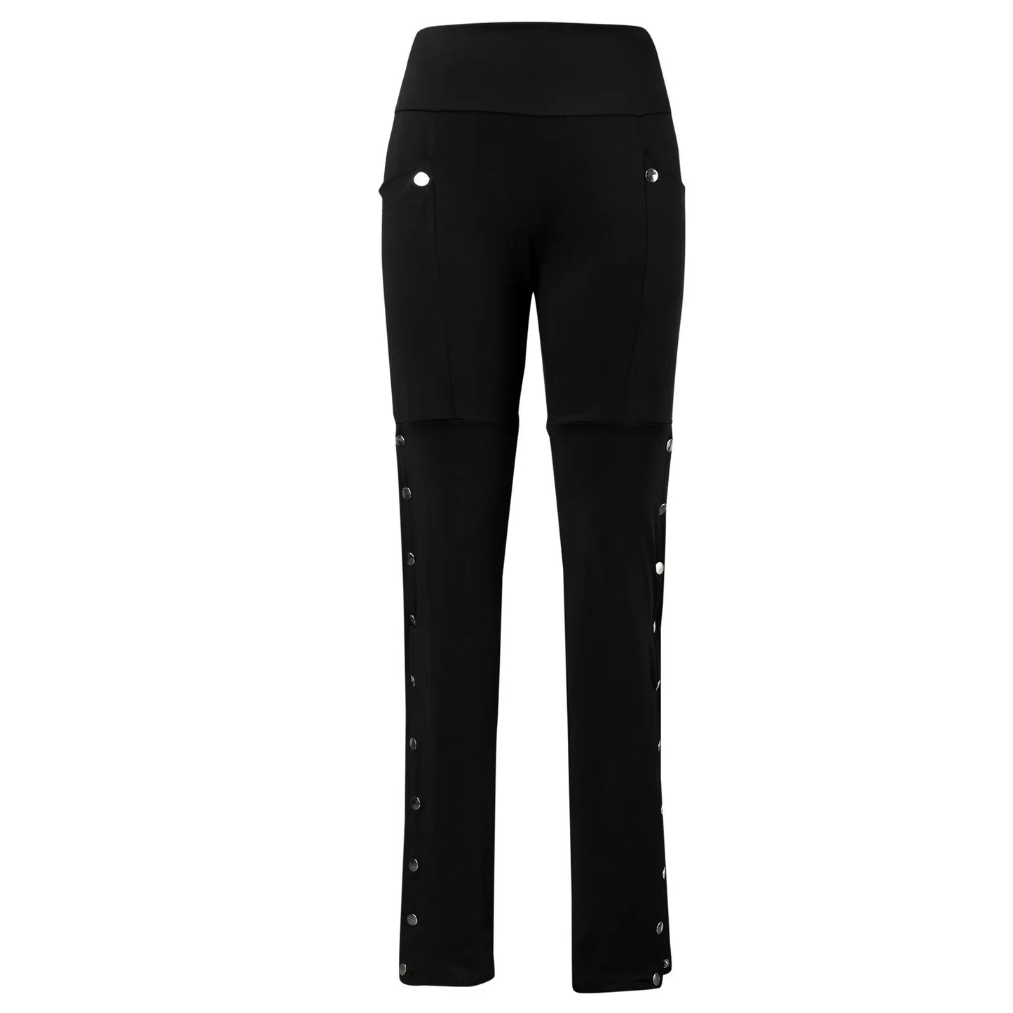 Black Pencil Pants For Women Medieval Gothic Steampunk Rivet Skinny Leggings Trousers Sexy Fashion High Waisted Denim Pants