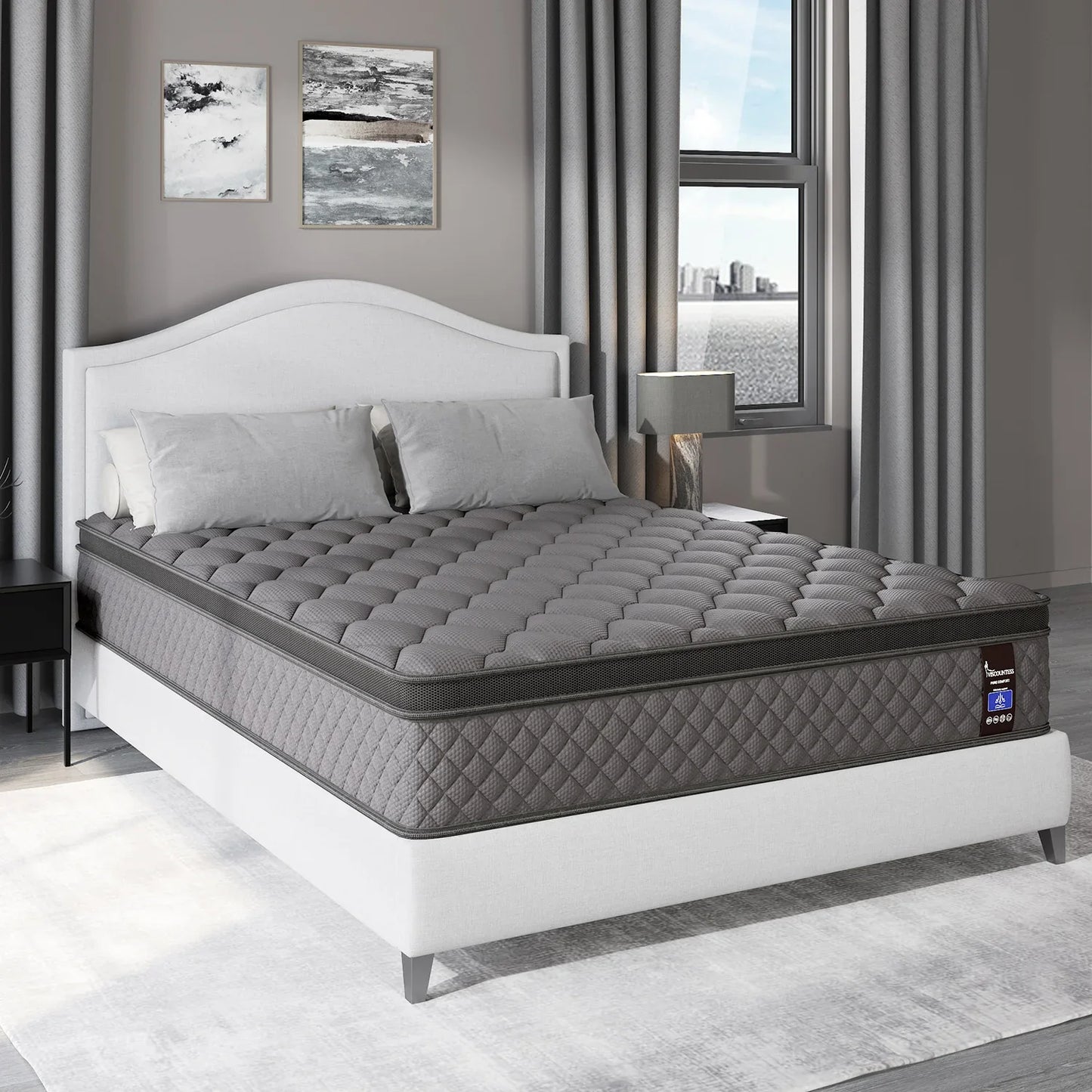 10"12"14"Twin Full Queen, King Size, Mattress in a Box Hybrid Spring Memory Foam Top Mattresses.