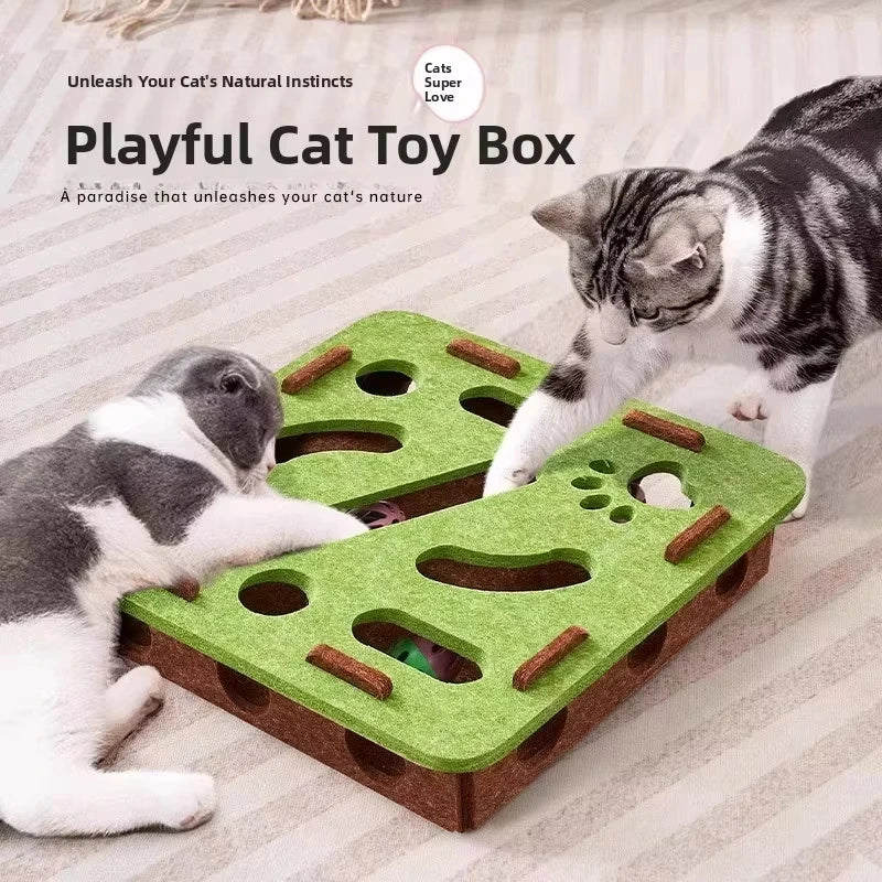 Cat Puzzle Toy Felt Puzzle Box Cat Exercise Toy with Ball Indoor