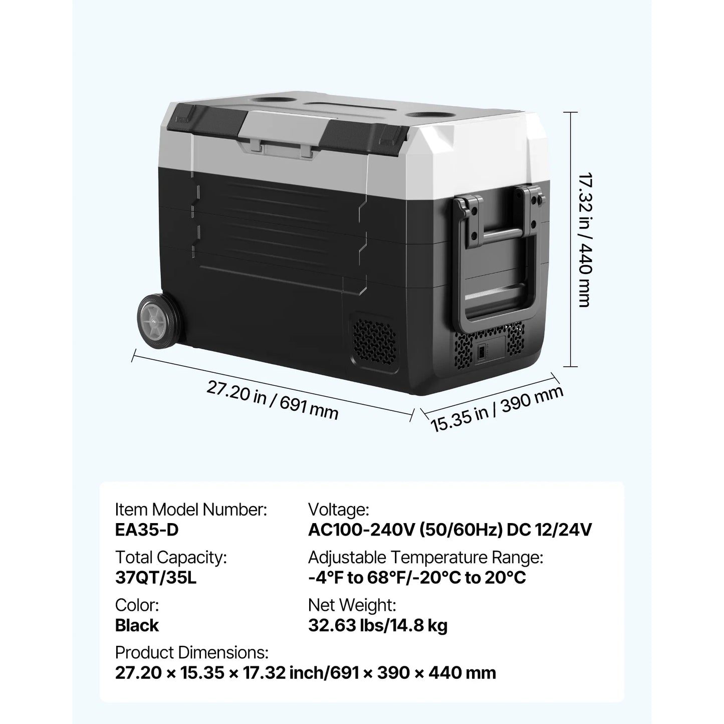 SucceBuy Car Refrigerator -4°F to 68°F Truck Refrigerator with APP Control Wheels & Dual Zone 37/48/58QT Cars Cooler for RV Boat
