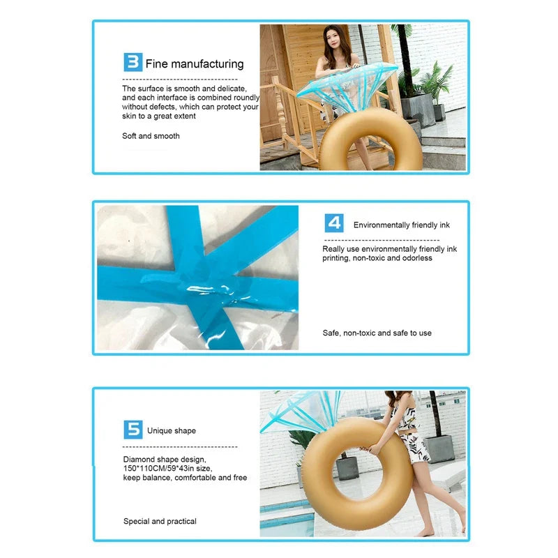 Inflatable Floating Swimming Pool float Diamond Swim ring Pool Mat Floats Tube for Valentine or Wedding Bachelorette Party