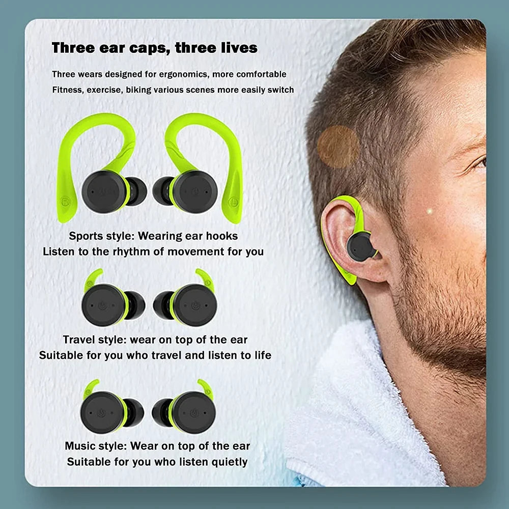 BE1032 NEW Bluetooth 9D HiFi Stereo Music Earphones TWS Wireless Waterproof Sports Headphones Noise Reduction Headset for iPhone
