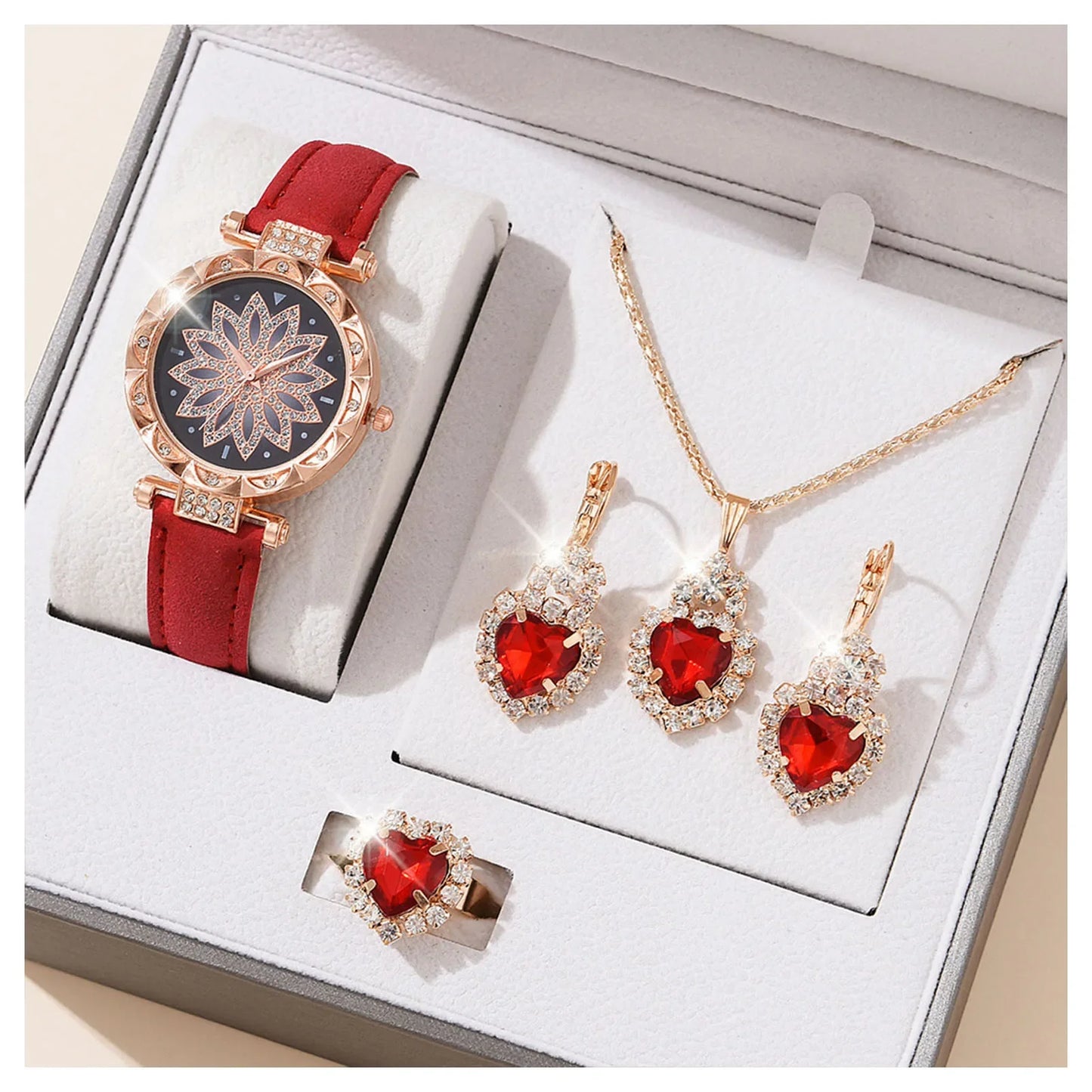 Watches Sets Gifts for Women Crystal Bling Wristwatch Jewelry Kit Gift for Mom Wife Girlfriend