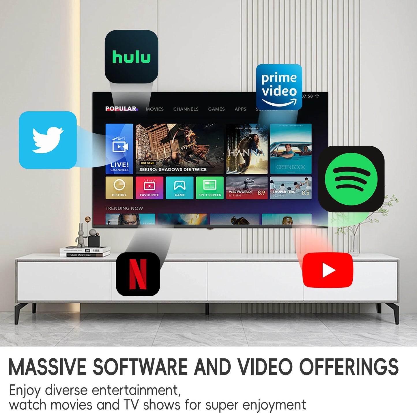 QLED 4K Smart TV Android 11 Global Version 120Hz 43 55 65 75 85 Inch UHD Frameless LED Television WiFi Netflix for Home & Hotel