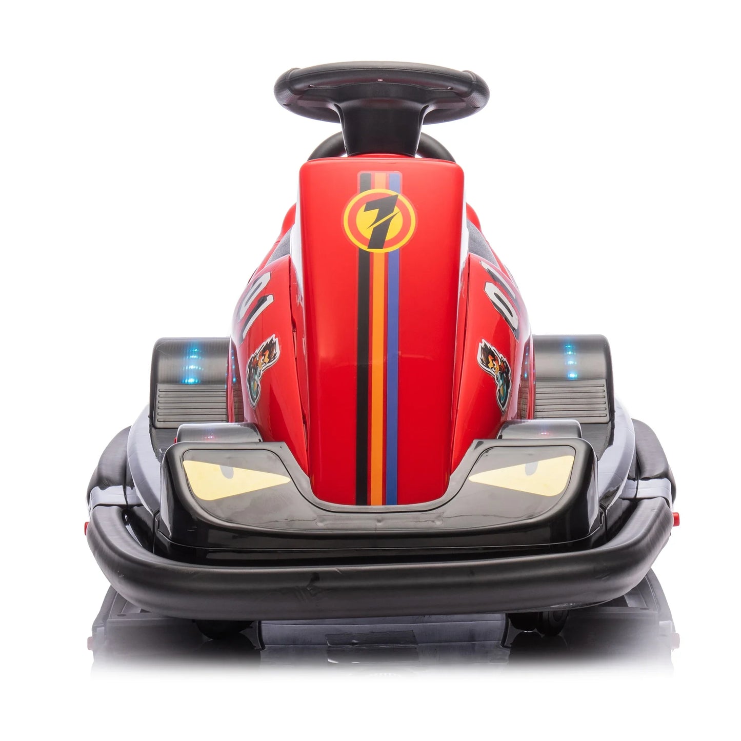 12V Kids Ride On Motor Bumper Car Rotate 360 degrees Collision triggers sound effects and lights,Four-wheel waterfall light