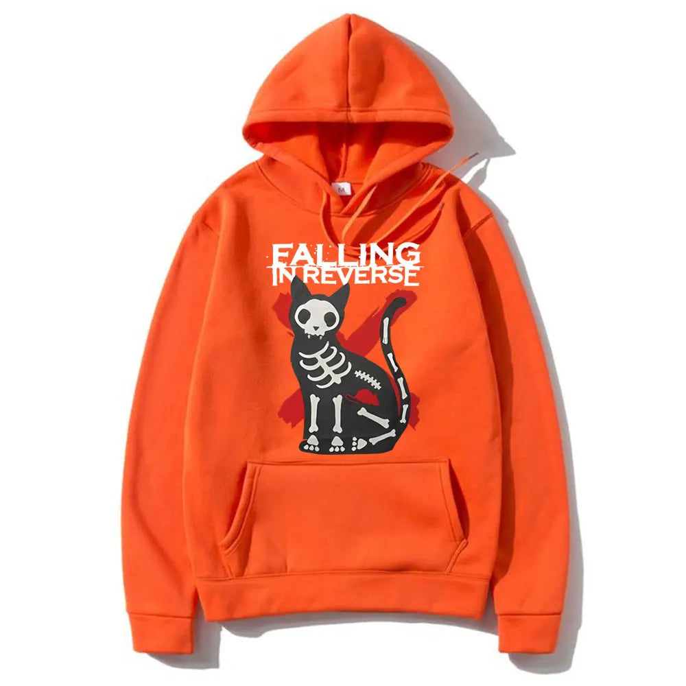 Falling in Reverse Cat Graphic Hoodie Men Women Gothic Casual Oversized Sweatshirt Men's Vintage Streetwear Male Cotton Hoodies