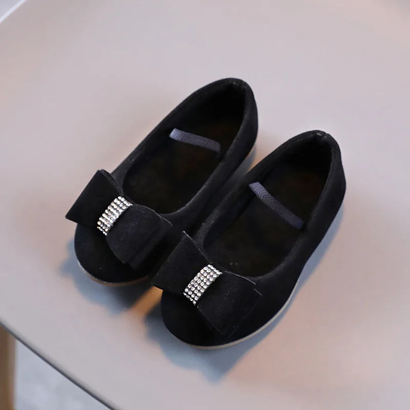 Little Girl Leather Shoes Simple Fashion Children Princess Shoes, Solid Color Flats Causal.