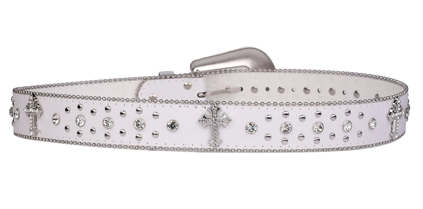 Punk Rhinestone White Belt female male fashion western jeans female jeans jewelry fashion design Y2K Jeans Belt