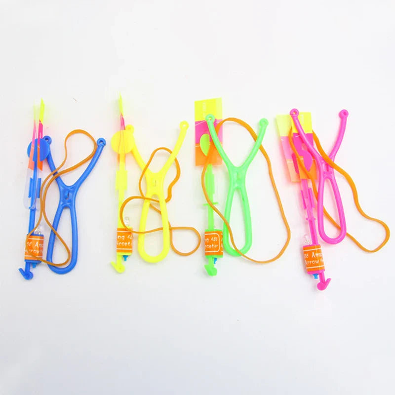 Amazing Light Toy Arrow LED Light Toys Outdoor Party Fun Gift Rubber Band Catapult Glow In The Dark Rocket Helicopter Flying Toy