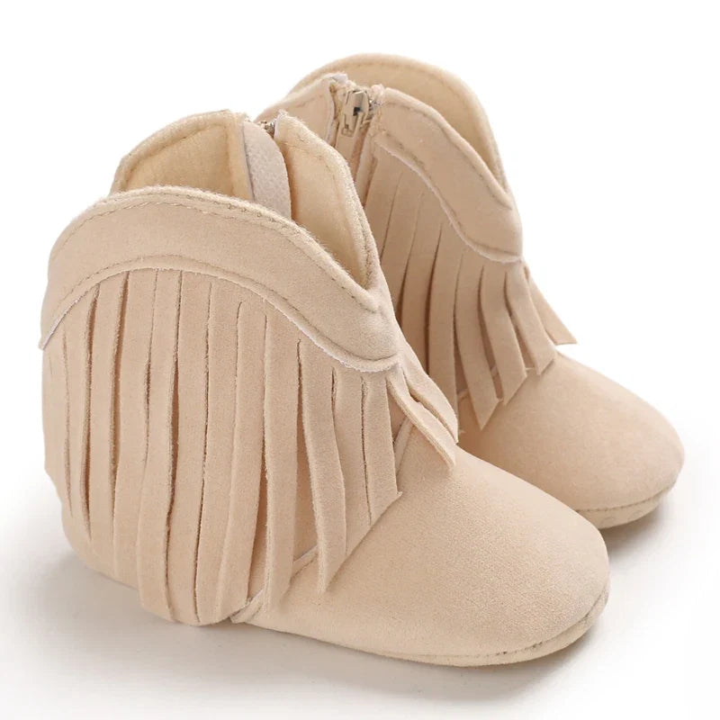 Western Denim Baby Winter Boots, Fashion Warm Casual First Walkers Shoes for Boys Girls 0-18 Months ﻿