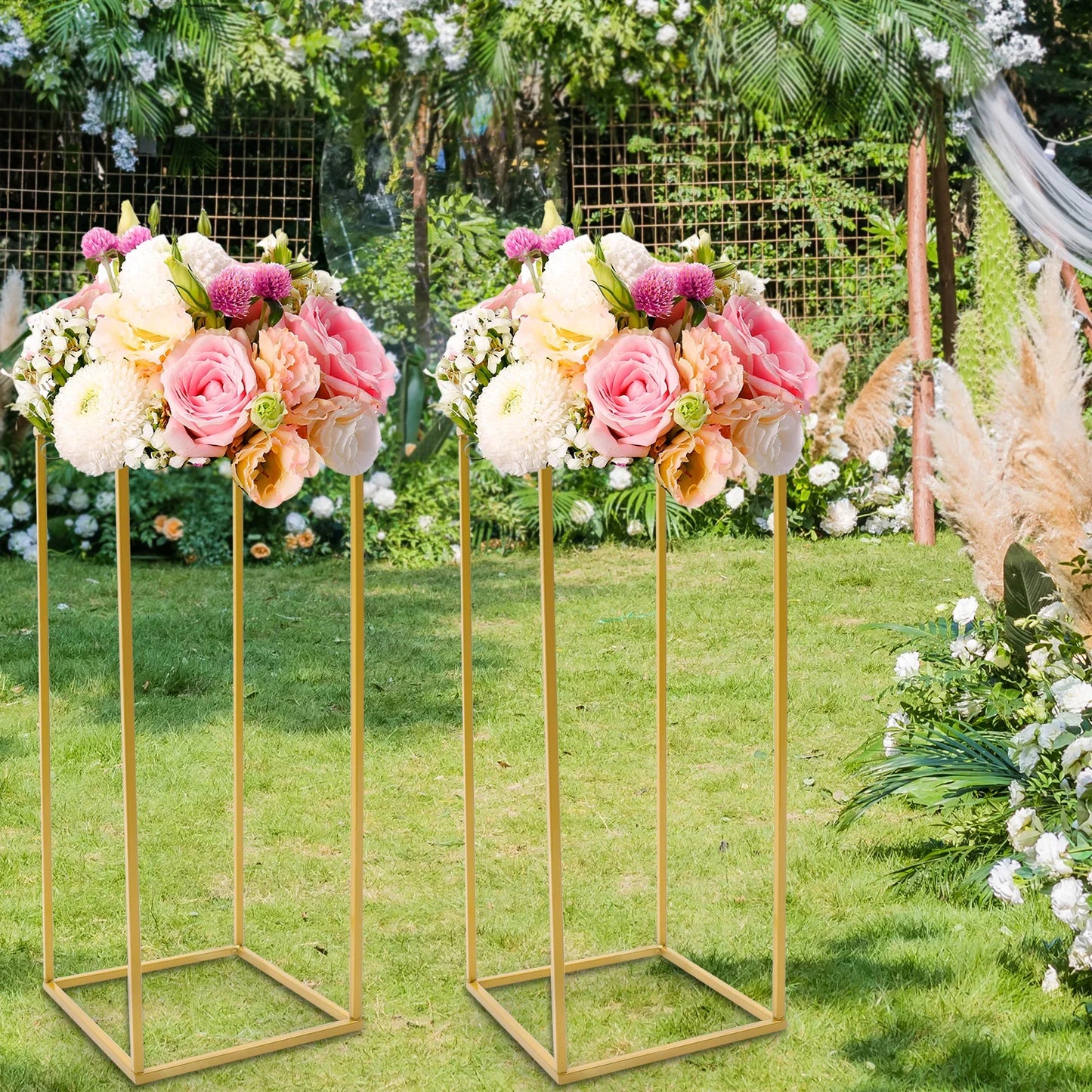 2Pcs Flower Floor Stand Metal Column Flower Stand Flower Arrangement For Wedding Party Dinner Centerpiece