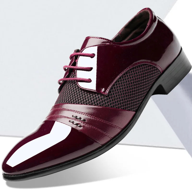 New British Men Leather Shoes, Classic Pointed Toe Formal.