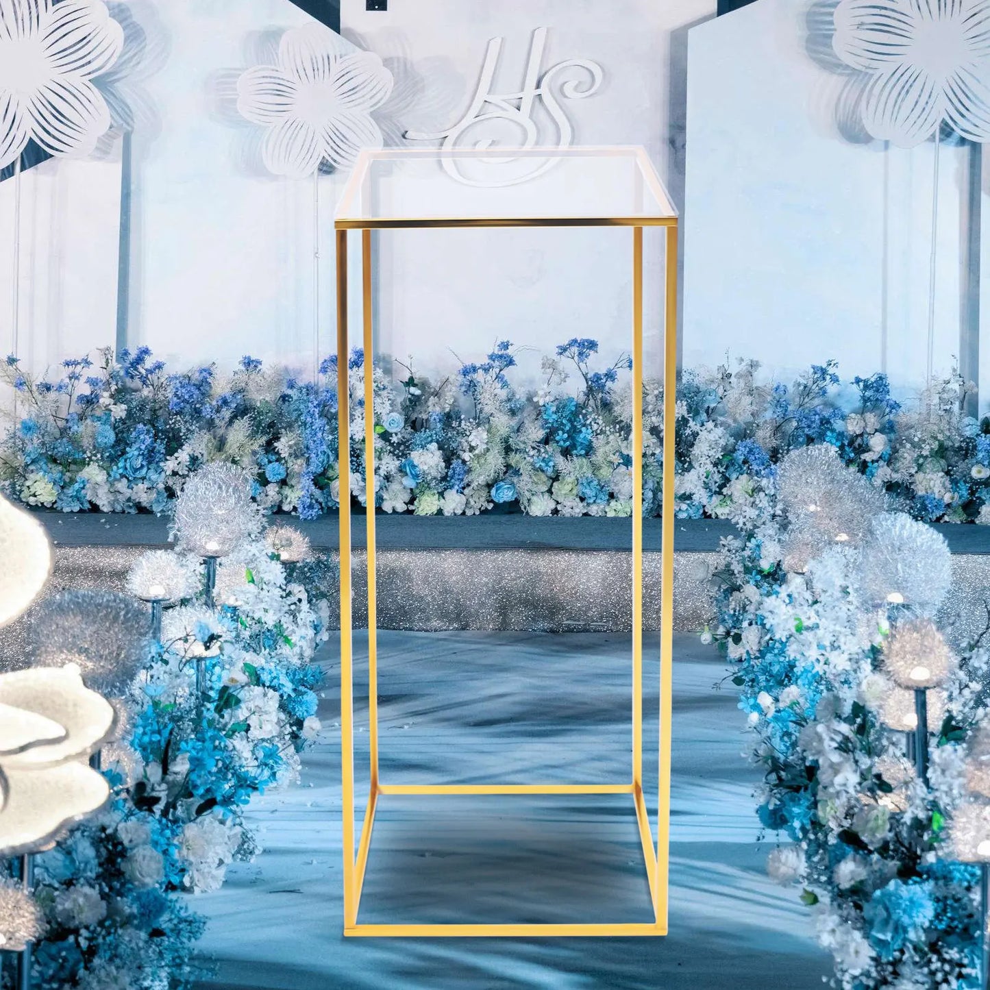 60/80CM Wedding Backdrop Column Pedestal Display Holder Rack Pillar Stand 1Pc Elegant Metal Flower Stand Gold