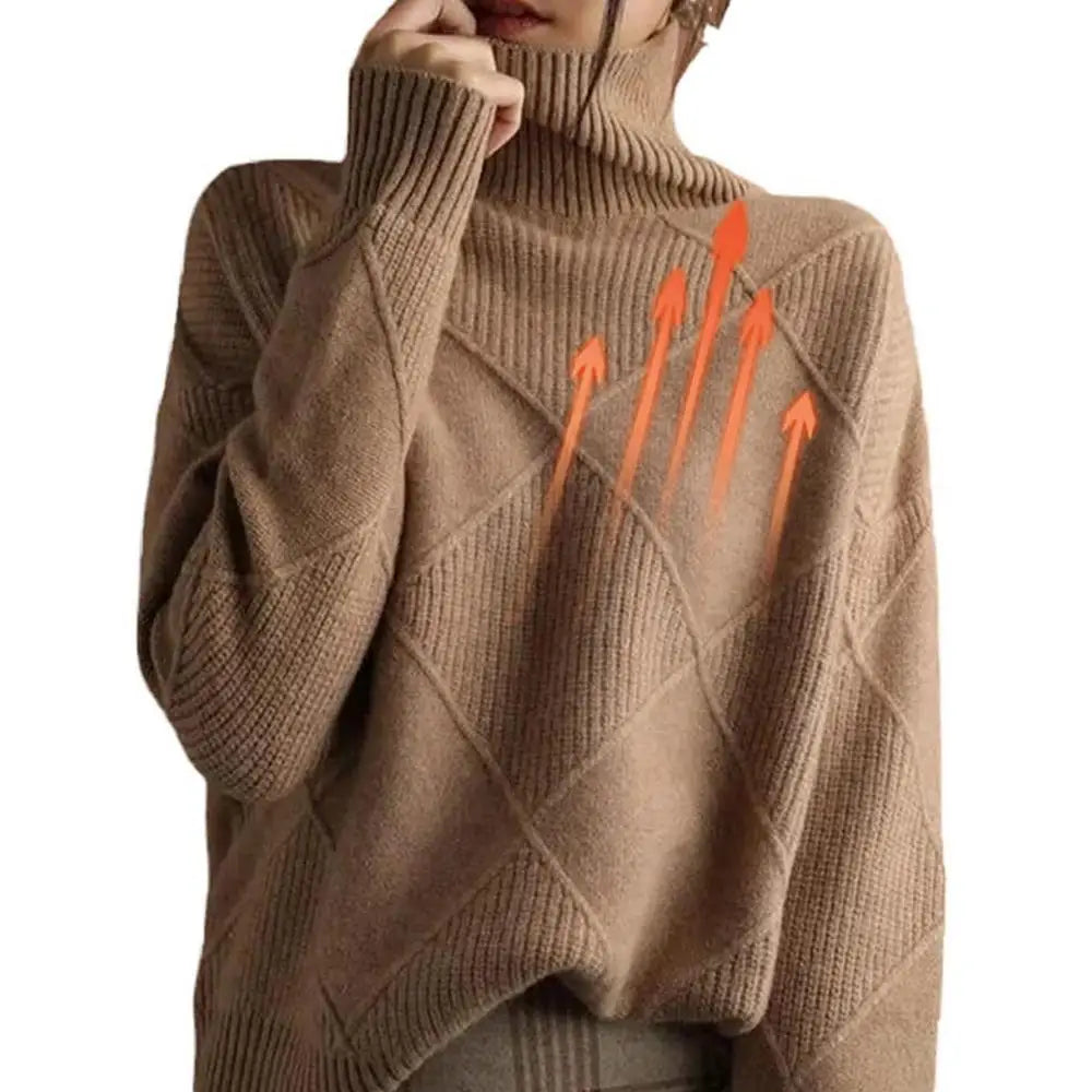 Turtleneck Sweater Long Sleeve High Neck Winter Sweater Warm Turtleneck Sweaters Knitted Loose Women Pullover Sweater Jumper