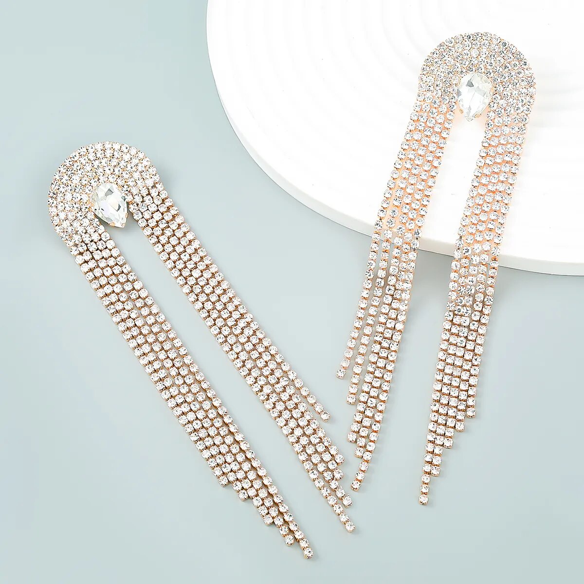 New Sparkling Rhinestone Claw Chain Long Tassel Earrings Women's Earrings Dinner Wedding Accessories Fashion Luxury Jewelry