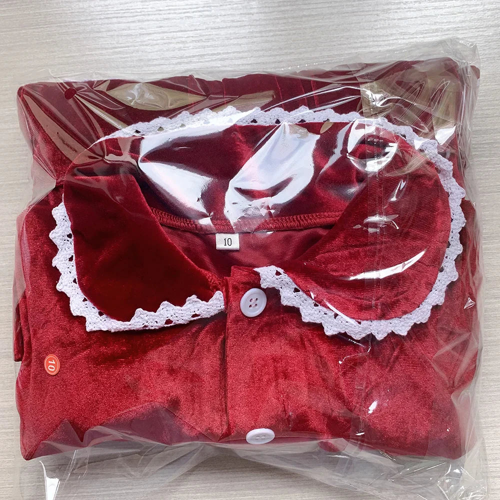 2024 christmas pyjamas for family red velvet girls outfits 0-12 years matching baby kids women sleepwear children's pajamas sets