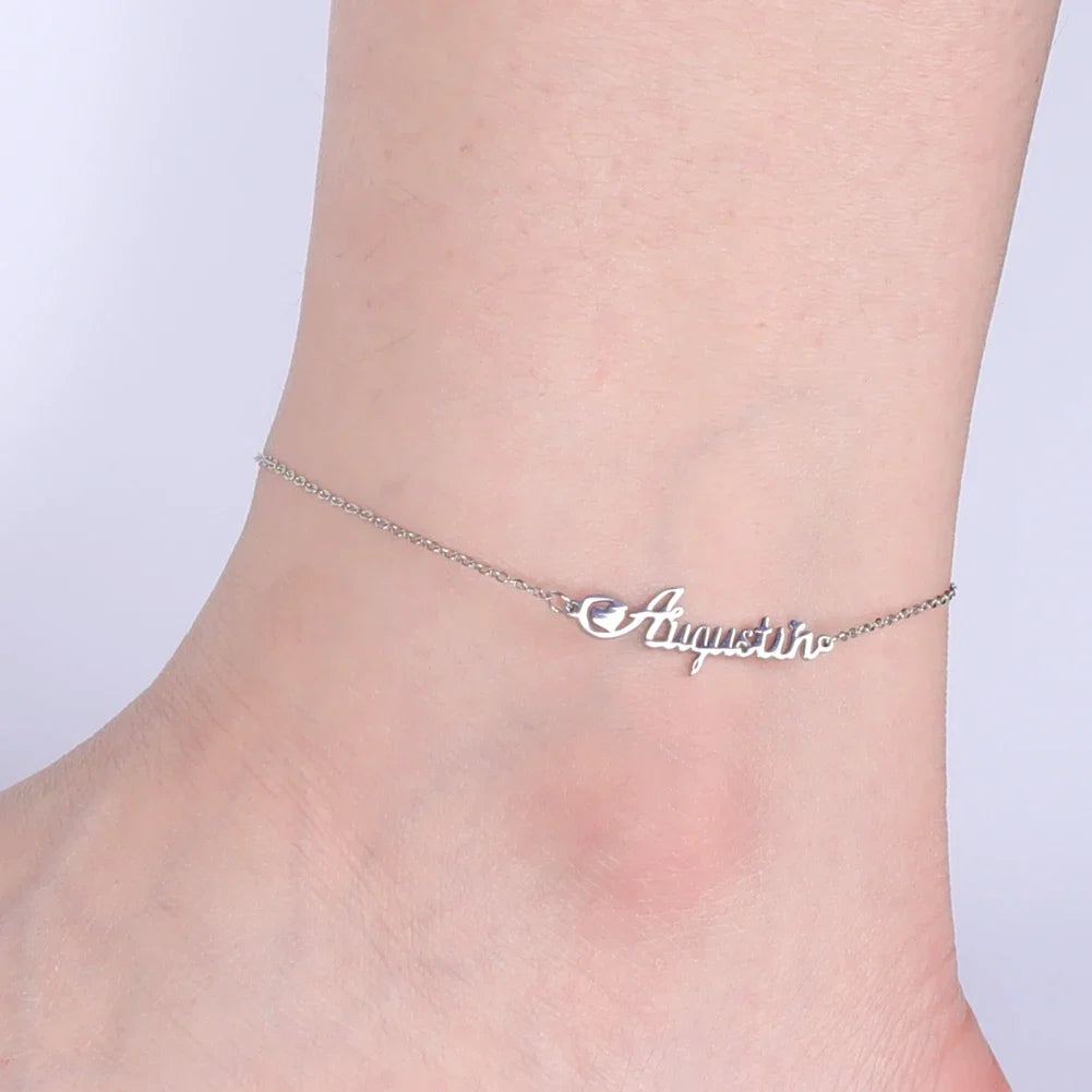 Lemegeton Customized Name Anklets for Women Men Personalized Foot Anklet Stainless Steel Chain Anklet Beach Summer Jewelry Gifts