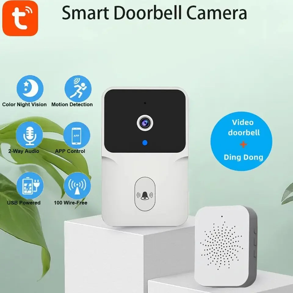 WiFi Wireless Tuya Smart Video Doorbell HD Camerabattery Powered Camera Security Door Bell Wi-Fi Intercom for Home Apartment