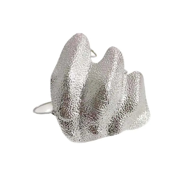 Exaggerated Metal Irregular Pleated Joint Ring for Women Men Exquisite Unique Geometric Texture Adjustable Ring Party Jewelry