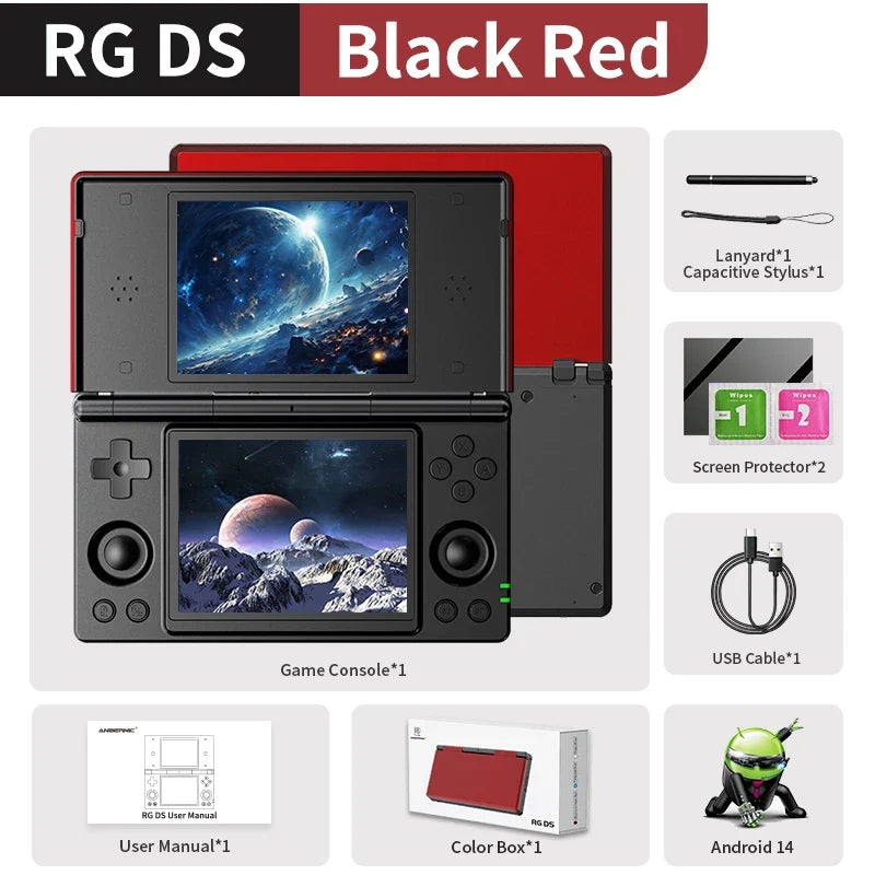 Anbernic RG DS Flip Handheld Game Console 4" IPS HD Dual Screen